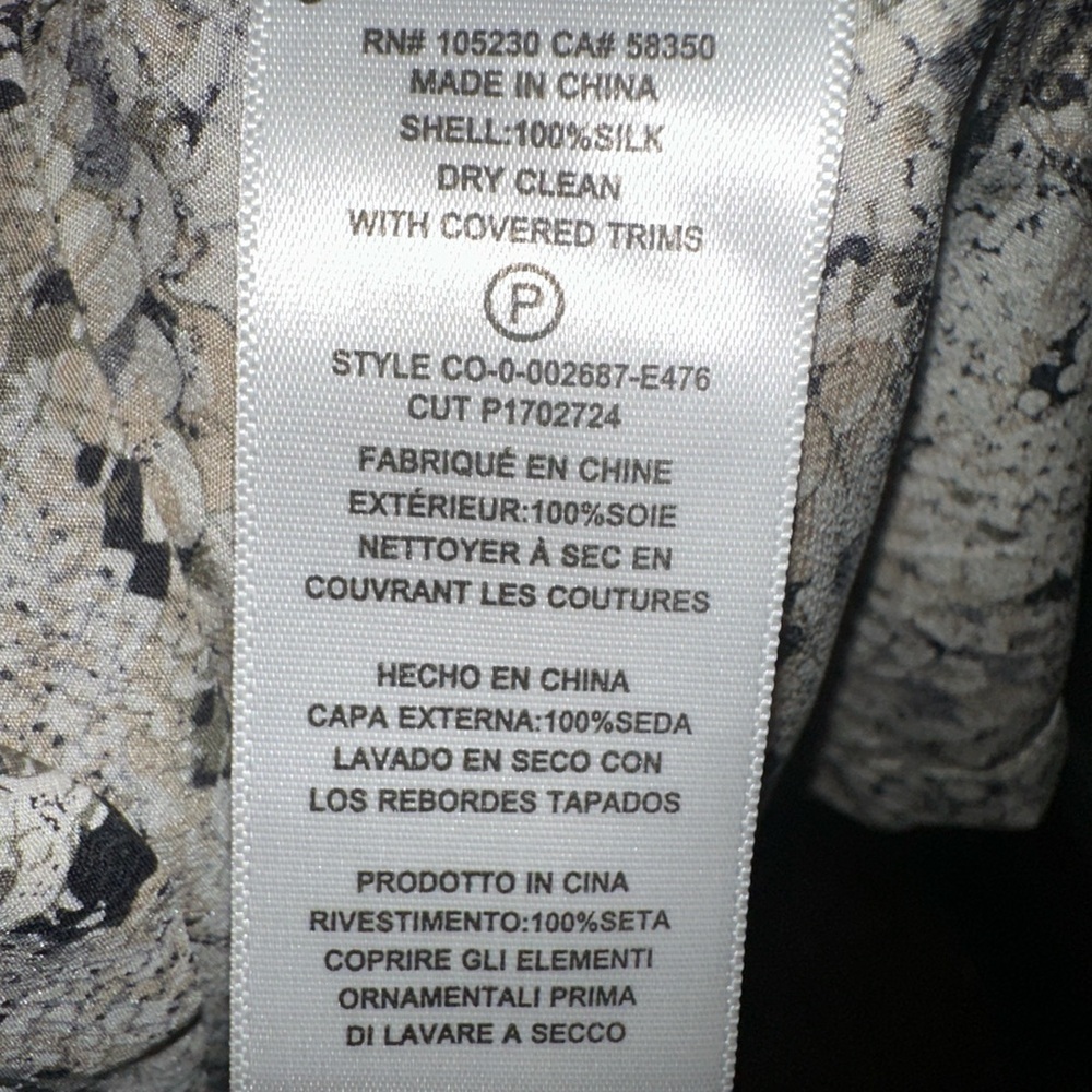 100% Silk Equipment Femme Beige Snake Silk Print Dress - Picture 5 of 10